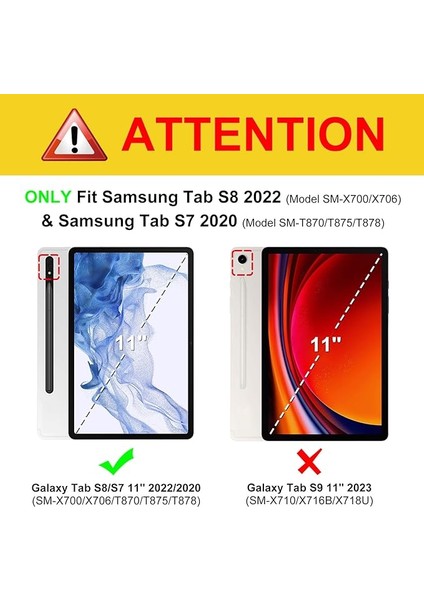 Samsung Galaxy Tab S8 Yatay Standlı Güçlü Mıknatıslı Uyku Modlu Hardback Smart Kılıf SM-X700
