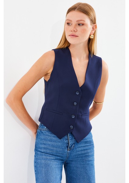 6796 Kısa Dokuma Yelek - Lacivert fiyatları