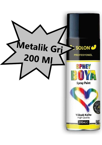 2 Adet Metalik Gri Sprey Boya 200 ml