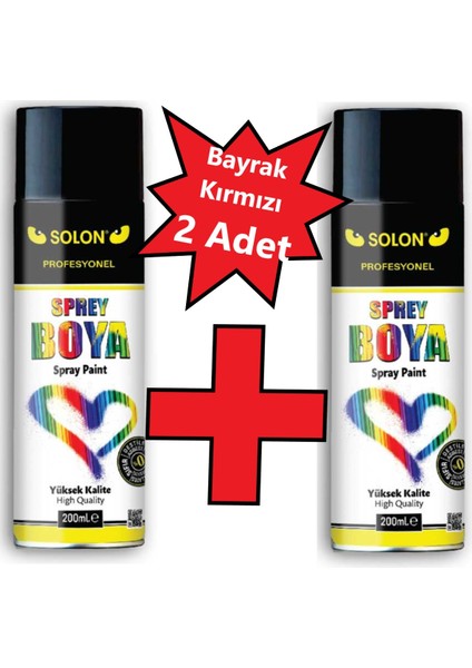 2 Adet Bayrak Kırmızı Sprey Boya 200 ml.