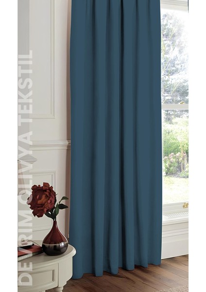Lüks Düz Dikim Açık Indigo Ada Fon Perde En x Yükseklik fiyatları