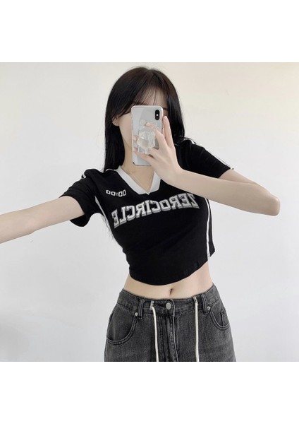 Vintage Zerocircle Baskılı Y2K Crop S - Siyah fiyatları