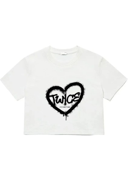 Twice Konser Crop Tshirt Beyaz - S