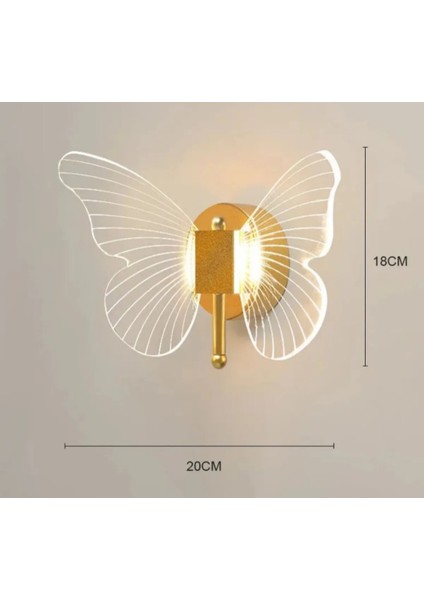 Modern Tasarım Butterfly Aplik Gold Sarı Kelebek Duvar Apliği