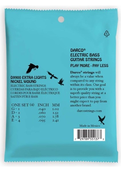 Darco D9900 Nickel/Steel Bass Gitar Teli Extra-Light-Gauge 0.40-0.95 fiyatları
