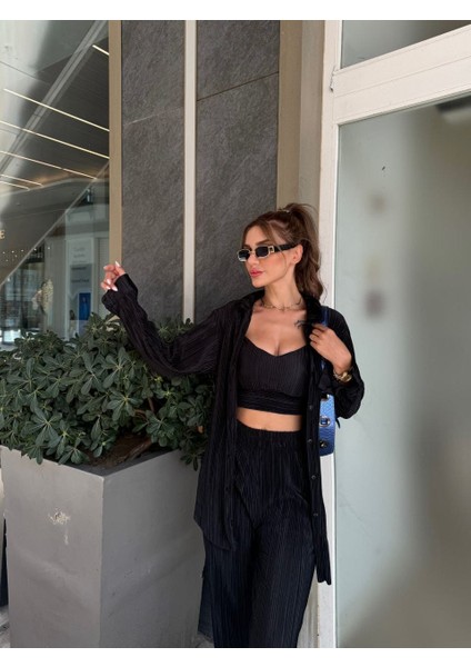 Italyan Kumaş Pilise Saten 3 Lü Günlük Rahat Takım modelleri