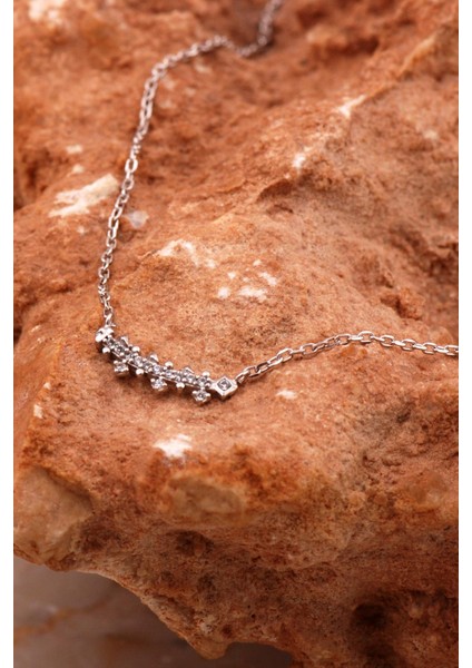 Ritim Tasarım Mini Rodyumlu Gümüş Kolye 8024