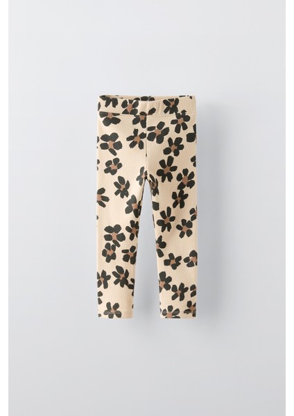 Yeni Sezon Kız Çocuk Çiçek Baskılı Pamuklu Sweatshirt ve Fitilli Taytlı Takım fırsatları