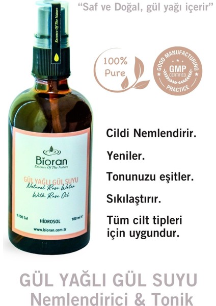 Gül Yağlı Gül Suyu 100 ml – %100 Doğal Isparta Gülü ile Cilt Bakımı