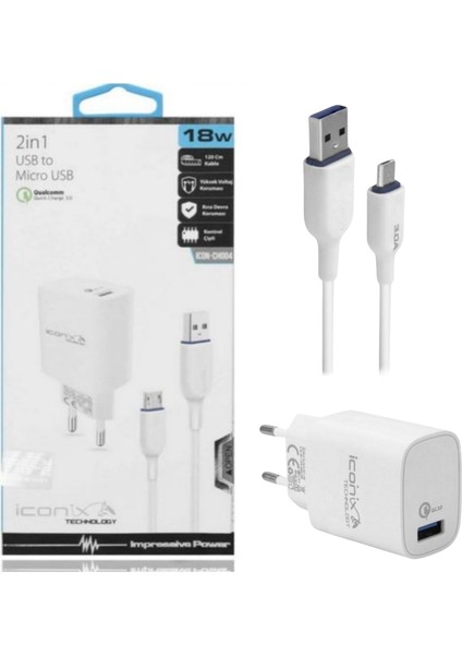 Ev Tipi 18W 2in1 Usb/micro Hızlı Şarj Cihazı
