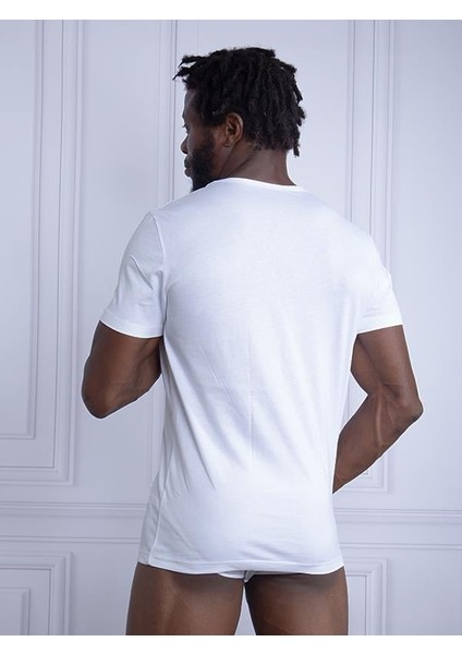 Eros Erkek Bisiklet Yaka T-Shirt 032-ERS Beyaz