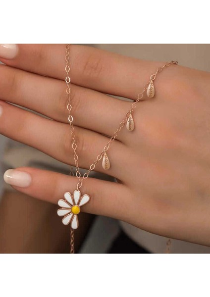 925 Ayar Gümüş Rose Papatya Seviyor Sevmiyor Kadın Kolye