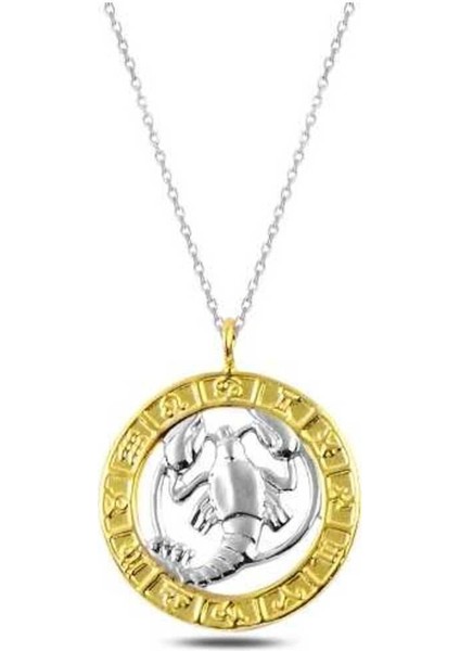 925 Ayar Gümüş Gold Yengeç Burcu Kolye