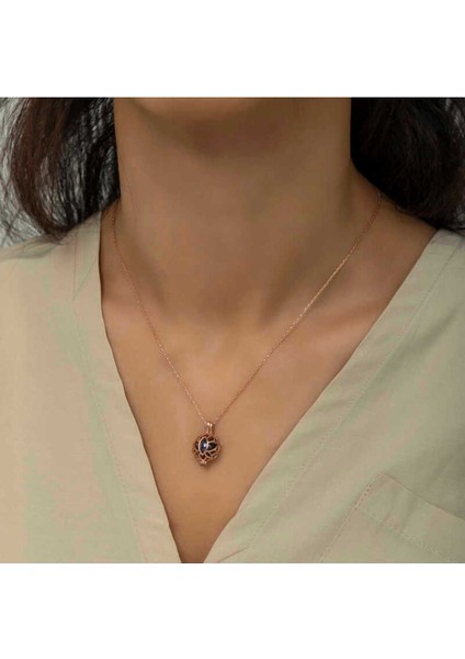 925 Ayar Gümüş Rose Kafesli Lotus Kadın Kolye