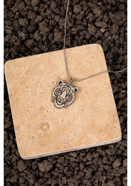 925 Ayar Gümüş Kaplan Figürlü Erkek Kolye