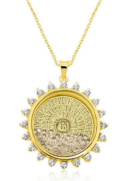 925 Ayar Gümüş Gold Esmaül Hüsna Kadın Kolye