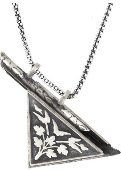 925 Ayar Gümüş Üçgen Içi Açılabilen Çiçek Muskalık Kolye fırsatları