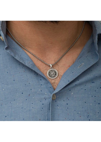 925 Ayar Gümüş Edep Ya Hu Yazılı Kolye