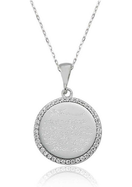 925 Ayar Gümüş Ayetel Kürsi Kadın Kolye