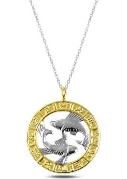 925 Ayar Gümüş Gold Balık Burcu Kolye