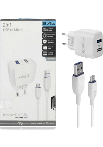 Ev Tipi 2in1 Usb/micro Çift USB Hızlı Şarj Cihazı