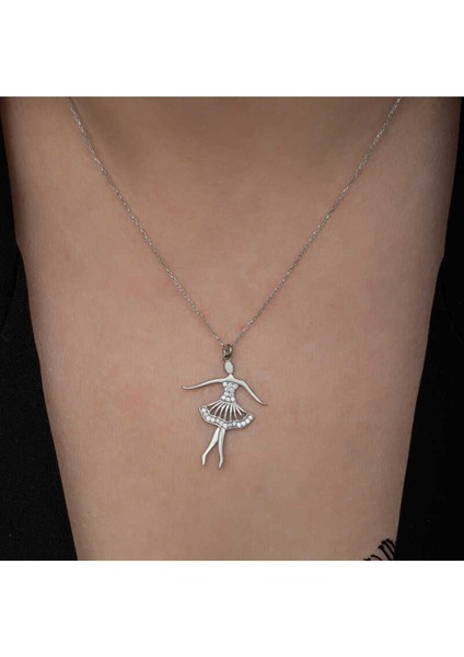 925 Ayar Gümüş Balerin Kadın Kolye