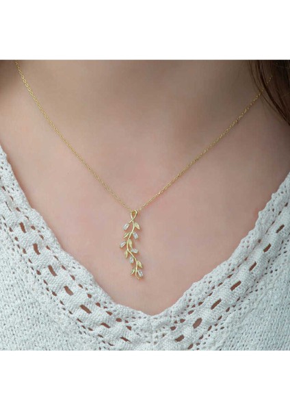 925 Ayar Gümüş Gold Sarmaşık Kadın Kolye