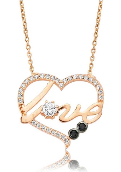 925 Ayar Gümüş Kalp Love Kadın Kolye