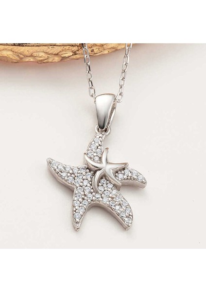 925 Ayar Gümüş Deniz Yıldızı Kadın Kolye