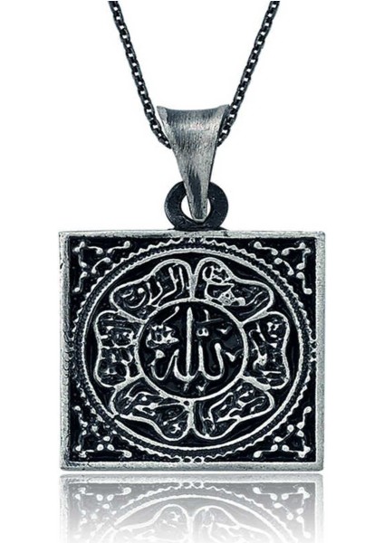 925 Ayar Gümüş Allah Yazılı Kadın Kolye