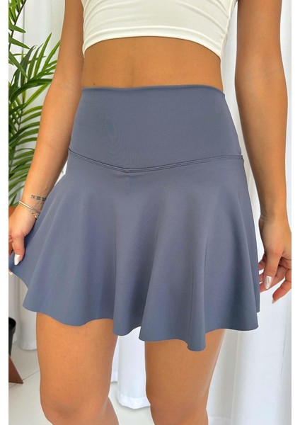 Yüksek Bel Volanlı Şortlu Spor Etek Deniz Şortu Skirt With Shorts