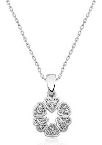 925 Ayar Gümüş Kalp Çemberi Kadın Kolye