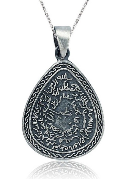 925 Ayar Gümüş Kitmir Duası Damla Kolye