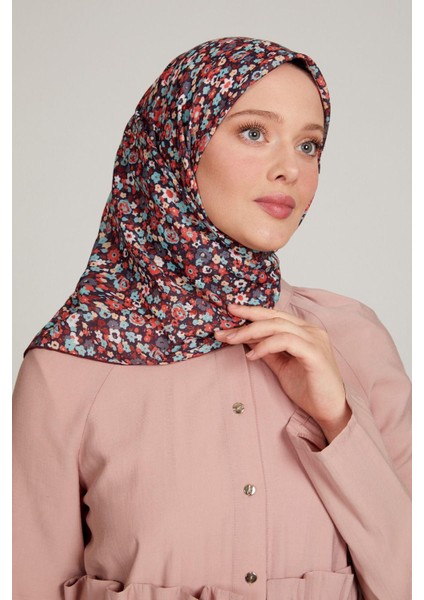 Pamuklu Sport Eşarp - 8106 Siyah Kırmızı