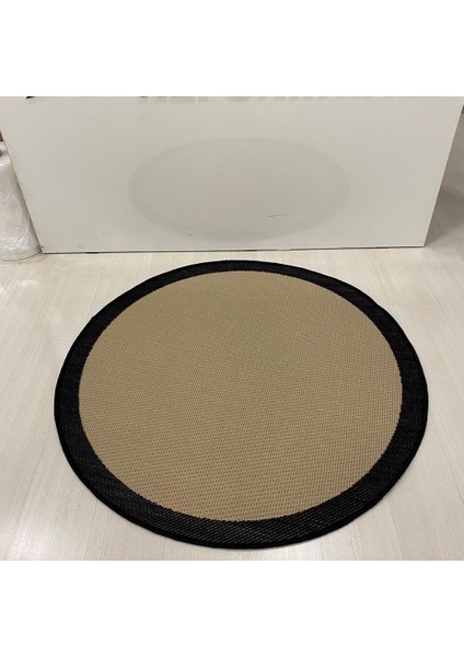 Jüt Sisal Bej Siyah Makine Halısı 9716