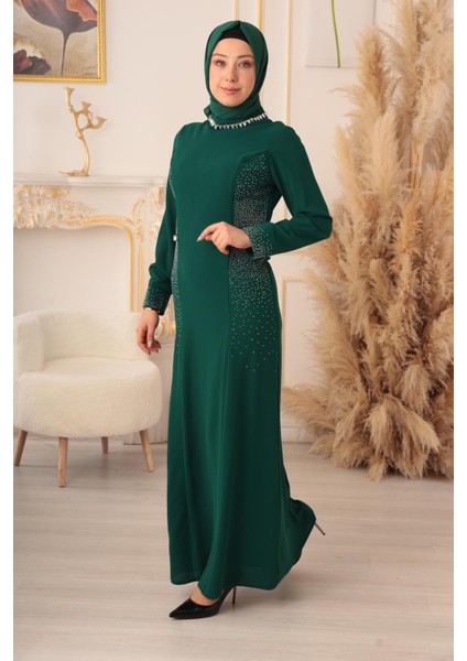 Kristal Taş Detaylı Tesettür Abiye (K1070) fiyatları