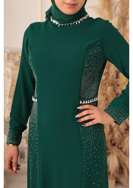 Kristal Taş Detaylı Tesettür Abiye (K1070) fırsatları
