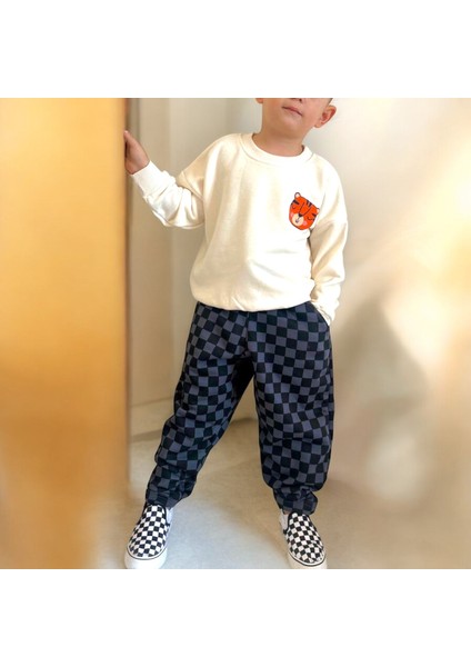 Yeni Sezon Pötükareli Şalvar Düşük Ağ Eşofman Altı Krem Renk Baskılı Sweatshirt Eşofman Takımı fiyatları