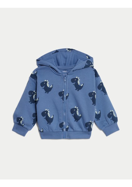 Marks & Spencer Dinozor Desenli Kapüşonlu Sweatshirt (0-3 Yaş)