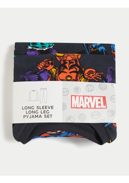 Marks & Spencer Saf Pamuklu Avengers™ Pijama Takımı (3-12 Yaş)