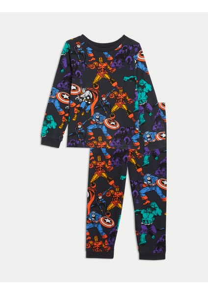 Marks & Spencer Saf Pamuklu Avengers™ Pijama Takımı (3-12 Yaş)