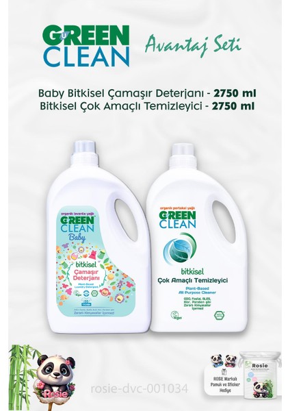Green Clean Çok Amaçlı Temizleyici 2.75 Kg, Baby Bitkisel Çamaşır Deterjanı 2.75 kg ve Rosıe fiyatları