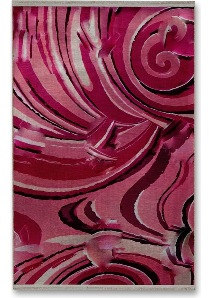 Shape Koleksiyonu Pembe Tonlarda Dokuma Taban Saçaklı Modern Dekoratif Halı SHAPE110 fırsatları