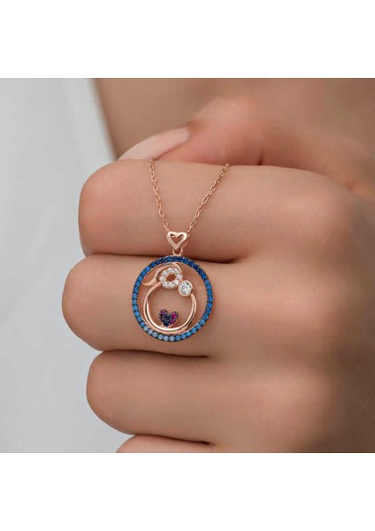 925 Ayar Gümüş Rose Anne ve Bebek Sevgisi Kadın Kolye