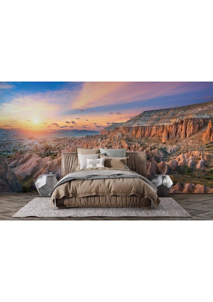 Günbatımı Dağ ve Gökyüzü Manzaralı Duvar Kağıdı Baskı