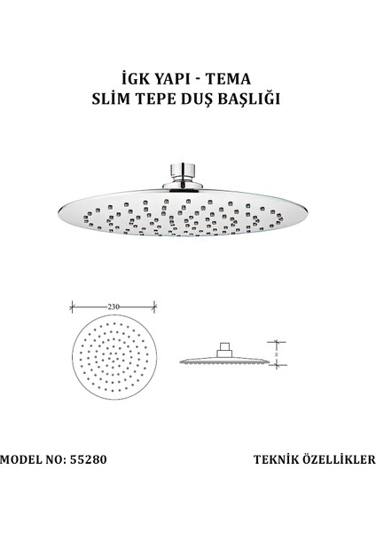 Igk Yapı - Tema Siım Tepe Duş Başlıkları (Model No: 55280)