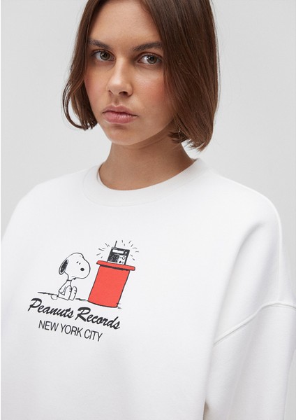 Snoopy Baskılı Beyaz Sweatshirt1S10256-70057