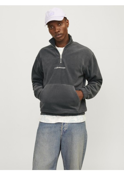 Jack & Jones Jorvesterbro Fleece Quarter Zıp Noos Erkek Antrasit Sweatshirt 12262981-16