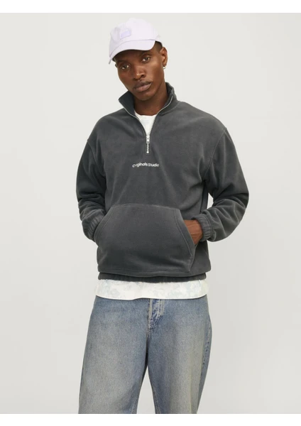 Jack & Jones Jorvesterbro Fleece Quarter Zıp Noos Erkek Antrasit Sweatshirt 12262981-16