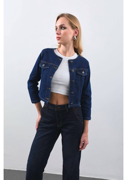 Kadın Crop Jean Ceket